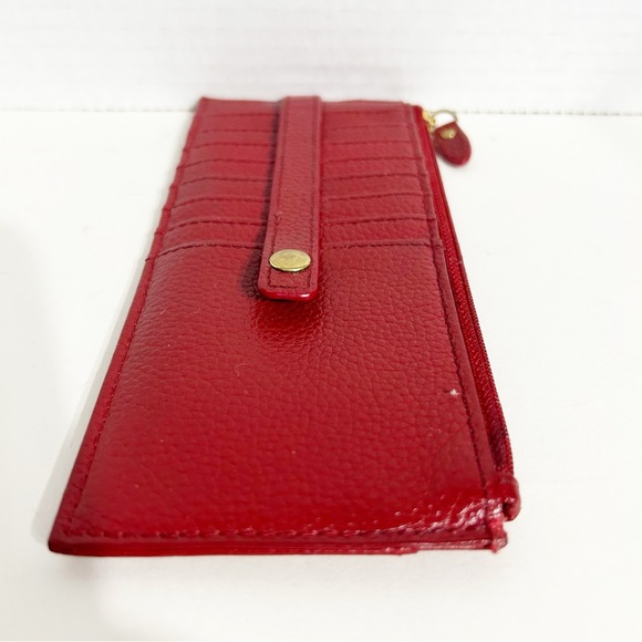 LODIS Leather Long Stacker Credit Card Organization Wallet Slim Red Fully Lined - Picture 5 of 10